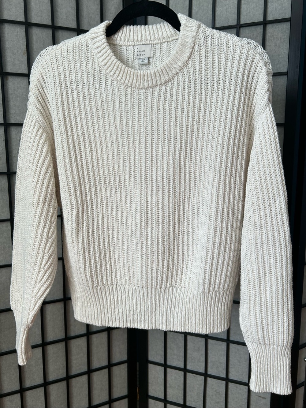 A New Day Cozy Cream Knit Sweater Size XS